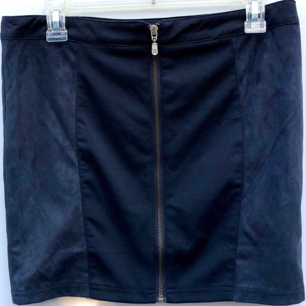 💜Insight Size 6 Black Faux Suede Mini Skirt Zipp